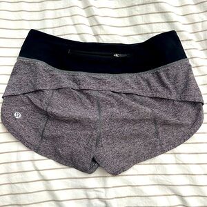 Lululemon Athletica Gray and Black Speed Up Shorts